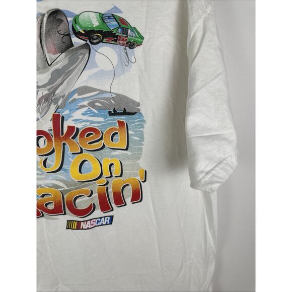 Vintage Nascar Double Sided Shirt Hooked On Racin Fishing MBNA Motorsports XL - Picture 4 of 8